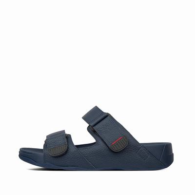 Fitflop Men's GOGH Moc Adjustable Leather Slides Sandals - Navy, ML2563048